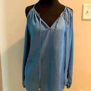 Michael Kors Cold Shoulder Denim Top